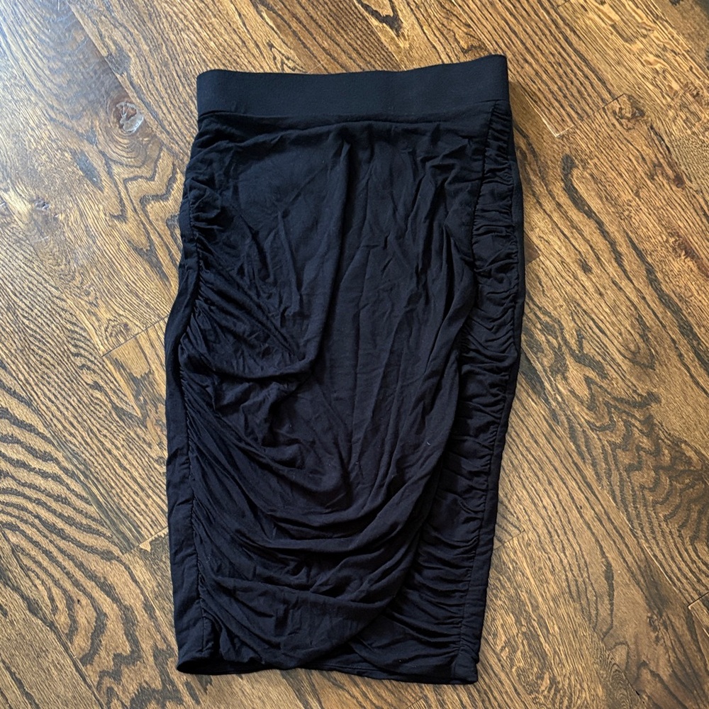 XOXO Pencil Skirt Black Knit Side Ruched Midi S - Picture 9 of 11